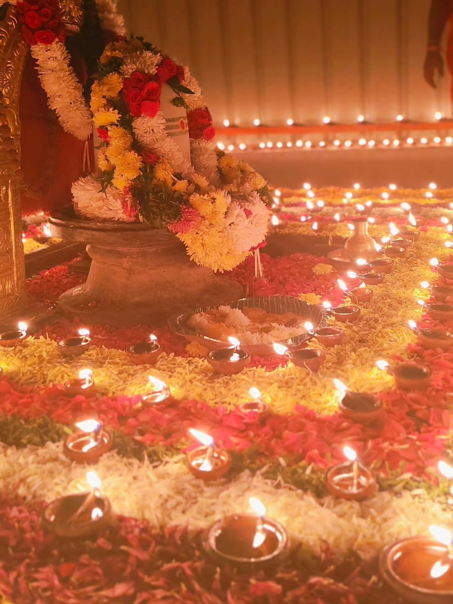 Temple entrance illuminated